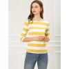 imageAllegra K Womens Striped Top Round Neck Tops Casual Long Sleeve ShirtYellow White