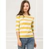 imageAllegra K Womens Striped Top Round Neck Tops Casual Long Sleeve ShirtYellow White