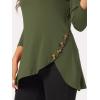 imageAllegra K Womens Tunic Tops Loose Fit Dressy High Low Round Neck 2025 Fall 34 Sleeve Long ShirtArmy Green
