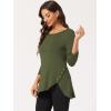 imageAllegra K Womens Tunic Tops Loose Fit Dressy High Low Round Neck 2025 Fall 34 Sleeve Long ShirtArmy Green