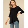 imageAllegra K Womens Tunic Tops Loose Fit Dressy High Low Round Neck 2025 Fall 34 Sleeve Long ShirtBlack