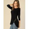 imageAllegra K Womens Tunic Tops Loose Fit Dressy High Low Round Neck 2025 Fall 34 Sleeve Long ShirtBlack