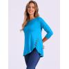 imageAllegra K Womens Tunic Tops Loose Fit Dressy High Low Round Neck 2025 Fall 34 Sleeve Long ShirtBlue
