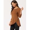imageAllegra K Womens Tunic Tops Loose Fit Dressy High Low Round Neck 2025 Fall 34 Sleeve Long ShirtBrown