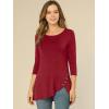 imageAllegra K Womens Tunic Tops Loose Fit Dressy High Low Round Neck 2025 Fall 34 Sleeve Long ShirtBurgundy