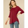 imageAllegra K Womens Tunic Tops Loose Fit Dressy High Low Round Neck 2025 Fall 34 Sleeve Long ShirtBurgundy