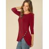 imageAllegra K Womens Tunic Tops Loose Fit Dressy High Low Round Neck 2025 Fall 34 Sleeve Long ShirtBurgundy