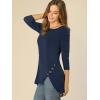 imageAllegra K Womens Tunic Tops Loose Fit Dressy High Low Round Neck 2025 Fall 34 Sleeve Long ShirtDark Blue