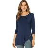 imageAllegra K Womens Tunic Tops Loose Fit Dressy High Low Round Neck 2025 Fall 34 Sleeve Long ShirtDark Blue