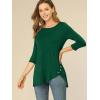 imageAllegra K Womens Tunic Tops Loose Fit Dressy High Low Round Neck 2025 Fall 34 Sleeve Long ShirtDark Green
