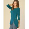 imageAllegra K Womens Tunic Tops Loose Fit Dressy High Low Round Neck 2025 Fall 34 Sleeve Long ShirtLake Blue