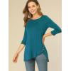 imageAllegra K Womens Tunic Tops Loose Fit Dressy High Low Round Neck 2025 Fall 34 Sleeve Long ShirtLake Blue