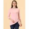 imageAllegra K Womens Tunic Tops Loose Fit Dressy High Low Round Neck 2025 Fall 34 Sleeve Long ShirtLight Pink