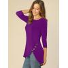 imageAllegra K Womens Tunic Tops Loose Fit Dressy High Low Round Neck 2025 Fall 34 Sleeve Long ShirtPurple