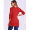imageAllegra K Womens Tunic Tops Loose Fit Dressy High Low Round Neck 2025 Fall 34 Sleeve Long ShirtRed