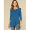 imageAllegra K Womens Tunic Tops Loose Fit Dressy High Low Round Neck 2025 Fall 34 Sleeve Long ShirtRoyal Blue