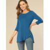 imageAllegra K Womens Tunic Tops Loose Fit Dressy High Low Round Neck 2025 Fall 34 Sleeve Long ShirtRoyal Blue