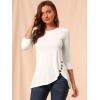 imageAllegra K Womens Tunic Tops Loose Fit Dressy High Low Round Neck 2025 Fall 34 Sleeve Long ShirtWhite