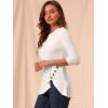 imageAllegra K Womens Tunic Tops Loose Fit Dressy High Low Round Neck 2025 Fall 34 Sleeve Long ShirtWhite