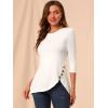 imageAllegra K Womens Tunic Tops Loose Fit Dressy High Low Round Neck 2025 Fall 34 Sleeve Long ShirtWhite