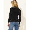 imageAllegra K Womens Turtleneck Velvet Top Long Sleeve Work Shirts Basic Velour BlouseBlack