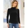 imageAllegra K Womens Turtleneck Velvet Top Long Sleeve Work Shirts Basic Velour BlouseBlack