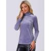 imageAllegra K Womens Turtleneck Velvet Top Long Sleeve Work Shirts Basic Velour BlouseBlue Purple
