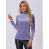 imageAllegra K Womens Turtleneck Velvet Top Long Sleeve Work Shirts Basic Velour BlouseBlue Purple