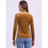 imageAllegra K Womens Turtleneck Velvet Top Long Sleeve Work Shirts Basic Velour BlouseBrown