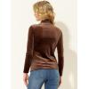 imageAllegra K Womens Turtleneck Velvet Top Long Sleeve Work Shirts Basic Velour BlouseCaramel