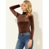imageAllegra K Womens Turtleneck Velvet Top Long Sleeve Work Shirts Basic Velour BlouseCaramel
