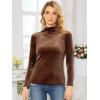 imageAllegra K Womens Turtleneck Velvet Top Long Sleeve Work Shirts Basic Velour BlouseCaramel