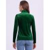 imageAllegra K Womens Turtleneck Velvet Top Long Sleeve Work Shirts Basic Velour BlouseDark Green
