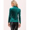 imageAllegra K Womens Turtleneck Velvet Top Long Sleeve Work Shirts Basic Velour BlouseGreen