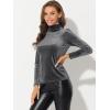 imageAllegra K Womens Turtleneck Velvet Top Long Sleeve Work Shirts Basic Velour BlouseGrey