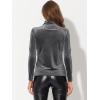 imageAllegra K Womens Turtleneck Velvet Top Long Sleeve Work Shirts Basic Velour BlouseGrey