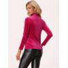 imageAllegra K Womens Turtleneck Velvet Top Long Sleeve Work Shirts Basic Velour BlouseHot Pink