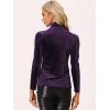 imageAllegra K Womens Turtleneck Velvet Top Long Sleeve Work Shirts Basic Velour BlousePurple