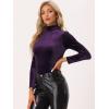 imageAllegra K Womens Turtleneck Velvet Top Long Sleeve Work Shirts Basic Velour BlousePurple