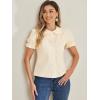 imageAllegra K Womens Vintage Peter Pan Collar Tie Neck Casual Cute Cotton ButtonUp ShirtApricot