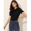 imageAllegra K Womens Vintage Peter Pan Collar Tie Neck Casual Cute Cotton ButtonUp ShirtBlack