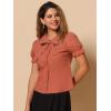 imageAllegra K Womens Vintage Peter Pan Collar Tie Neck Casual Cute Cotton ButtonUp ShirtBurnt Orange