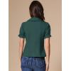 imageAllegra K Womens Vintage Peter Pan Collar Tie Neck Casual Cute Cotton ButtonUp ShirtDark Green