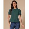 imageAllegra K Womens Vintage Peter Pan Collar Tie Neck Casual Cute Cotton ButtonUp ShirtDark Green