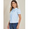 imageAllegra K Womens Vintage Peter Pan Collar Tie Neck Casual Cute Cotton ButtonUp ShirtLight Blue