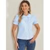 imageAllegra K Womens Vintage Peter Pan Collar Tie Neck Casual Cute Cotton ButtonUp ShirtLight Blue