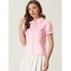 imageAllegra K Womens Vintage Peter Pan Collar Tie Neck Casual Cute Cotton ButtonUp ShirtPink