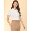 imageAllegra K Womens Vintage Peter Pan Collar Tie Neck Casual Cute Cotton ButtonUp ShirtWhite