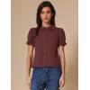 imageAllegra K Womens Vintage Peter Pan Collar Tie Neck Casual Cute Cotton ButtonUp ShirtWine Red