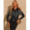 imageAllegra K Womens Western Fringe Blouse Long Sleeve Button Down Disco Cowgirl ShirtsBlack
